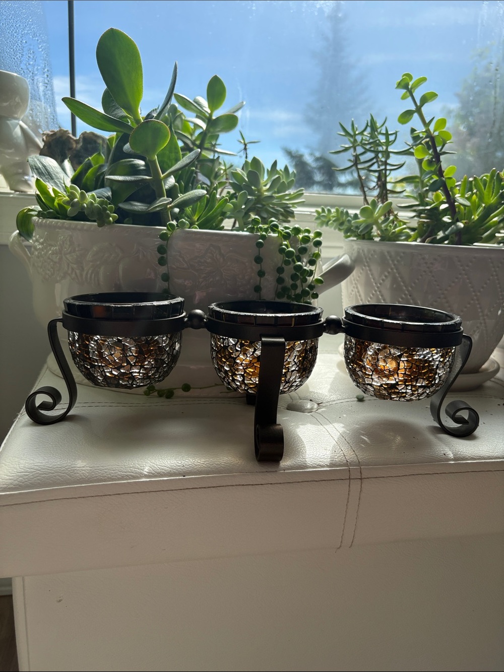 Vintage Partylite Amaretto Swirl Multi Tealight Candle Holder Mosaic